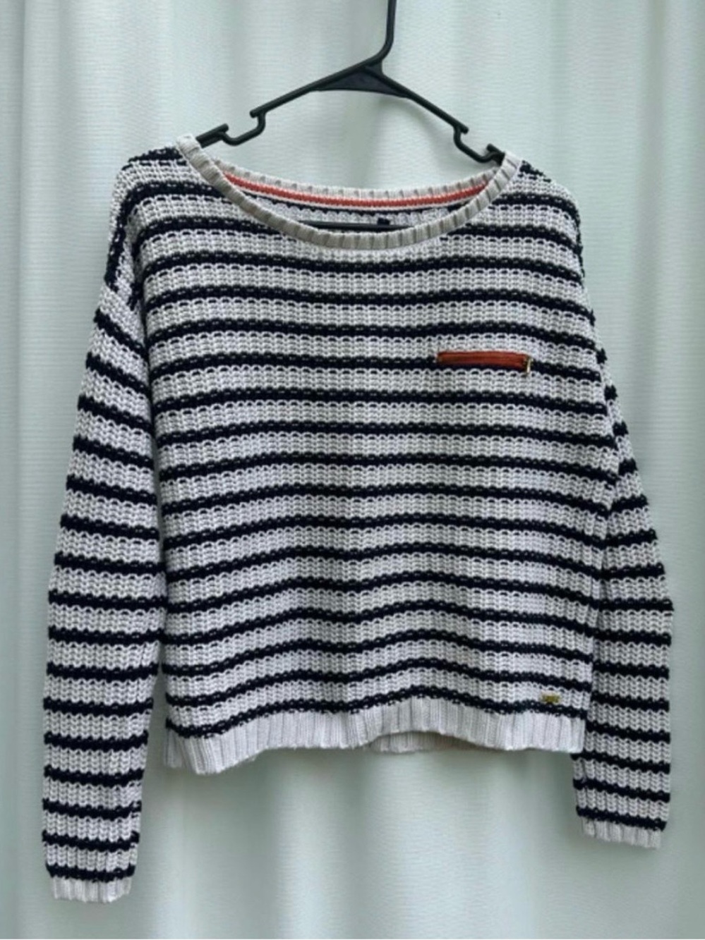 Tommy Hilfiger Striped Sweater with Orange Zipper Pocket